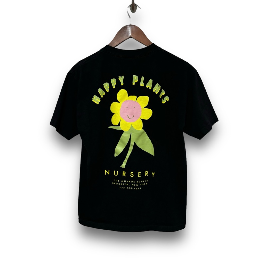 A-Lab Men's Happy Plants Nursery Black T-Shirt EUC Size‎ Medium 19 x 27